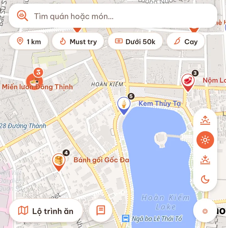 Bản đồ quán must try quanh Hồ Gươm
